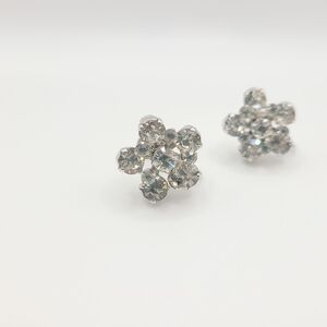 Vintage Coro Rhinestone Cluster Screwback Earrings Silver Tone